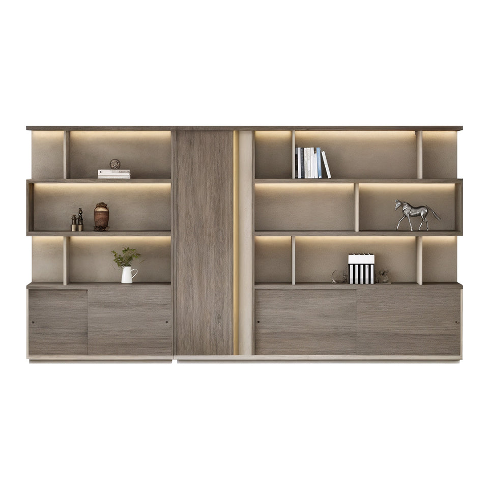 Stylish Modern Wooden Executive Desk with Bookcase and Credenza LBZ-M044