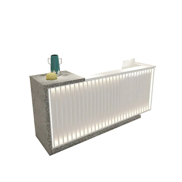 Curved Reception Desk 39-118 in Wide with Fluted Front & Lumbar Support for Office Lobby