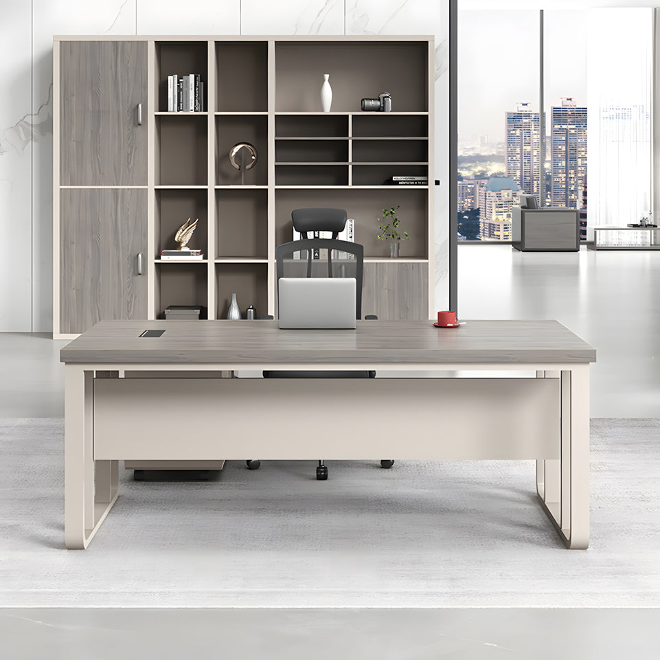 Executive Desk For Work Office Desk With side cabinet For PC With Vent Curtain Board with Wiring BOX LBZ-1073