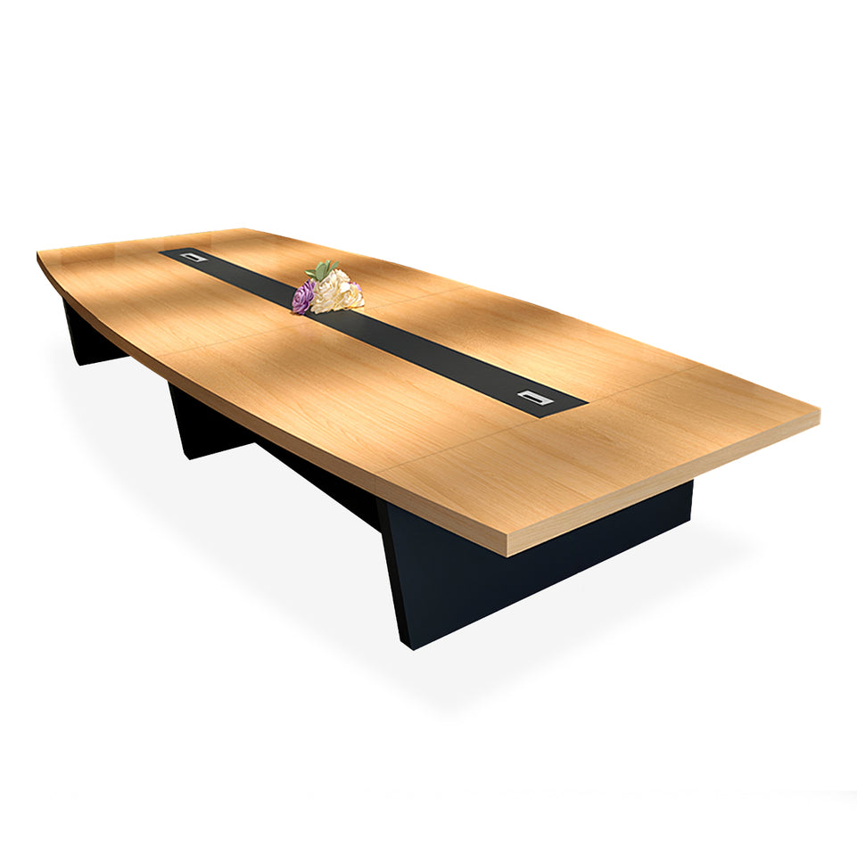 Modern Boat-Shaped Conference Table with Cable Management Ports HYZ-2034