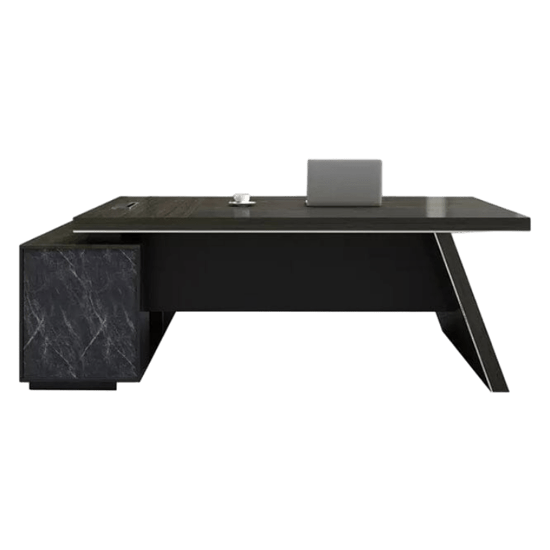 High-end Managerial Executive Office Desk with Side Cabinet and Marble Pattern LBZ-10198