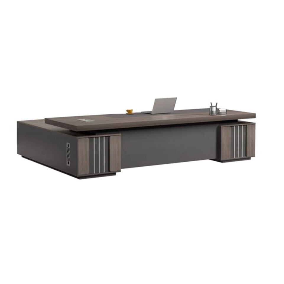 Modern Executive Office Desk and Chair Set Minimalist Design for Managers with Dual Cabinets LBZ-10154