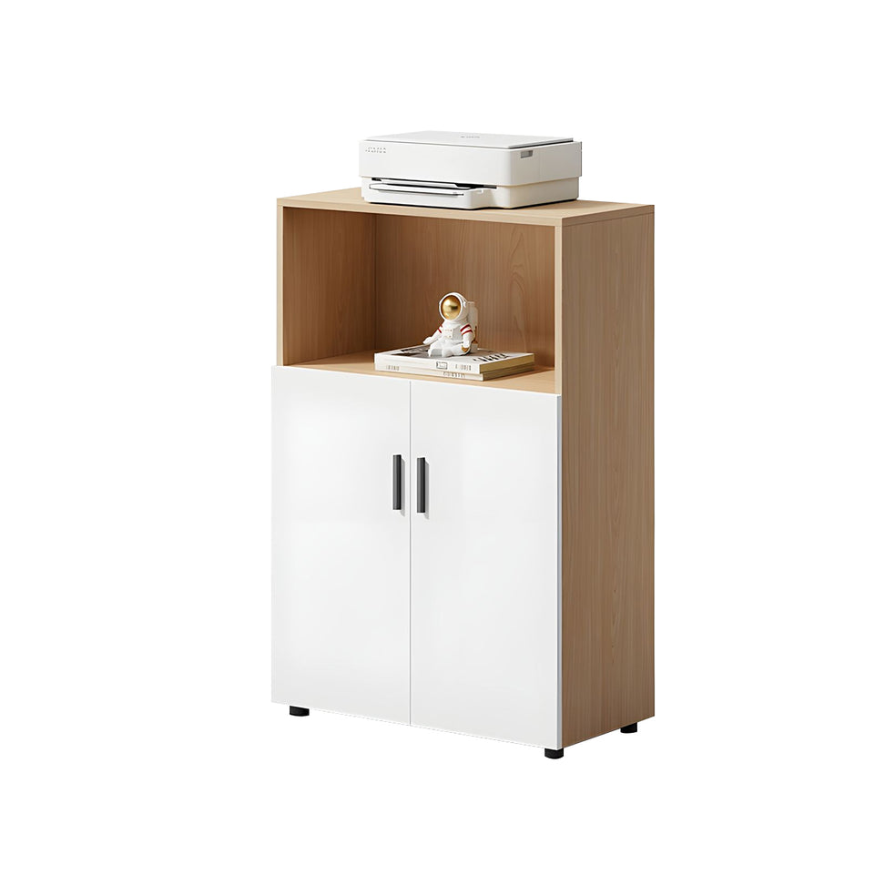 Modern Office Cabinet with Ample Storage, Wooden Floor-Standing Cabinet, Partitioned Storage, Quiet Hinges, and Sleek Aluminum Handles CWG-2174