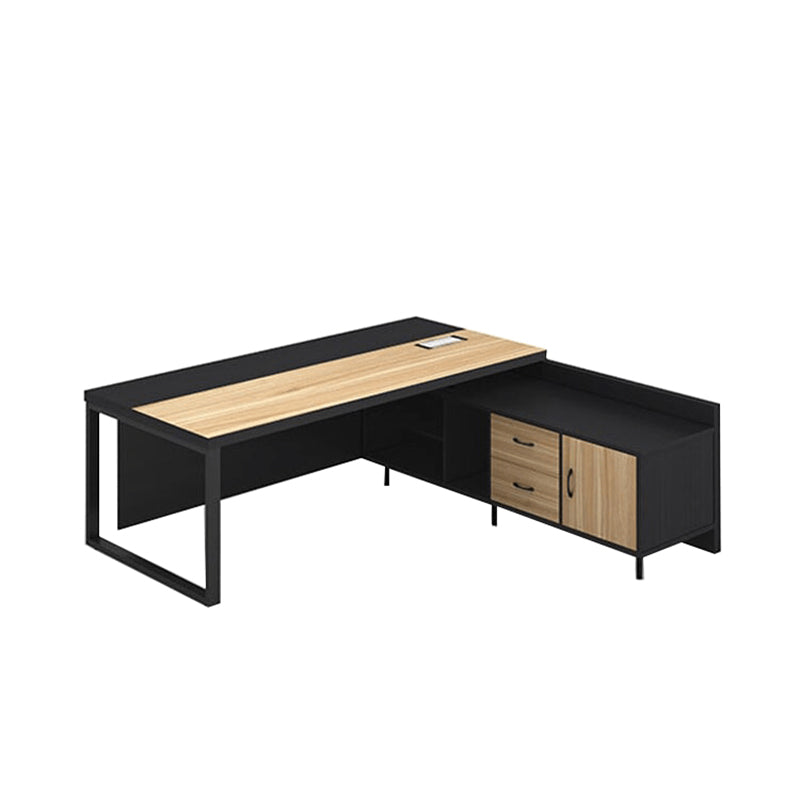 Modern Executive Desk with Single Pedestal Steel Legs and Black Finish LBZ-10192