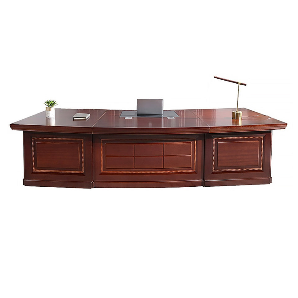 Modern Executive Desk 16-126 in Wide with Curved, Solid Wood & Round for Home Office