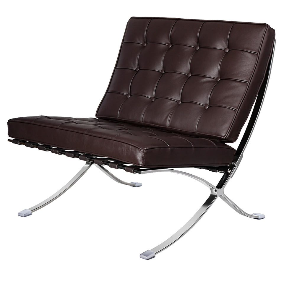 Modern Foldable Leather Accent Chair with X-Shaped Stainless Steel Frame BS801(In Stock)