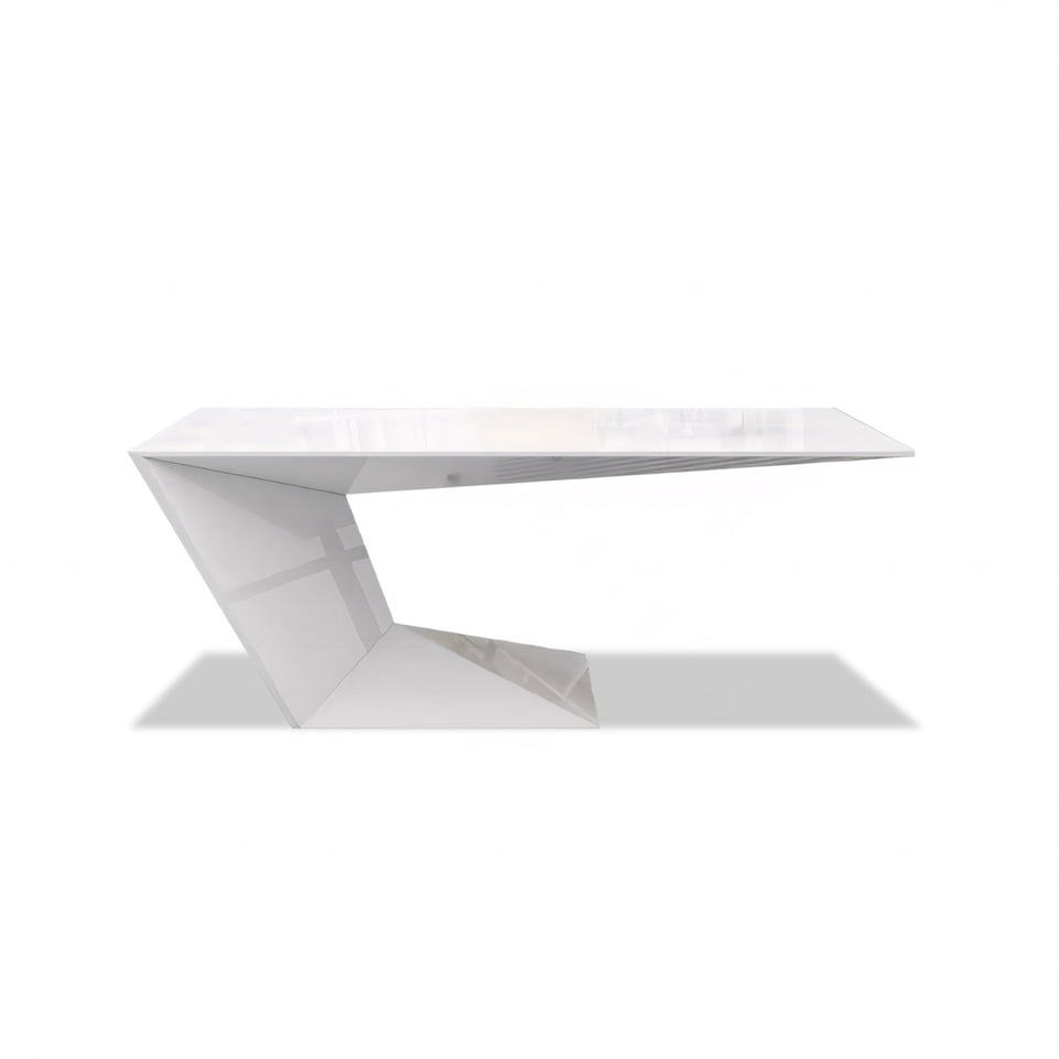 Sleek White Executive Desk With Oddly Shaped Modern and Stylish Office Table LBZ-042