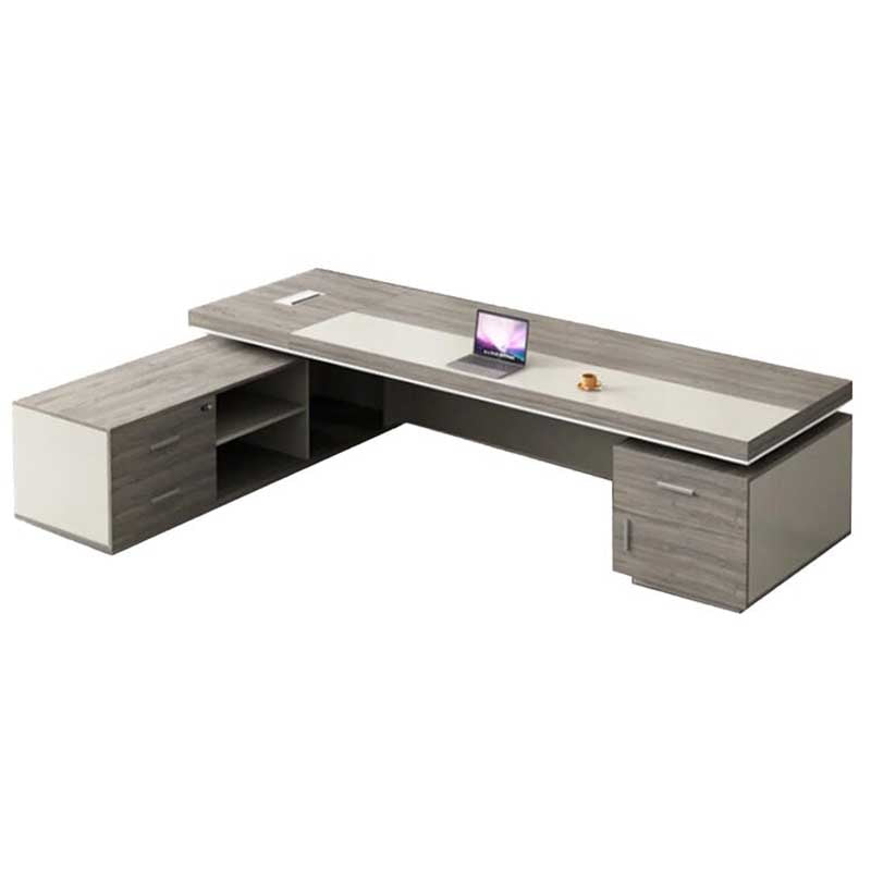 Modern and Luxurious Executive Office Desk and Chair Set with Side Cabinet and Drawers LBZ-10184