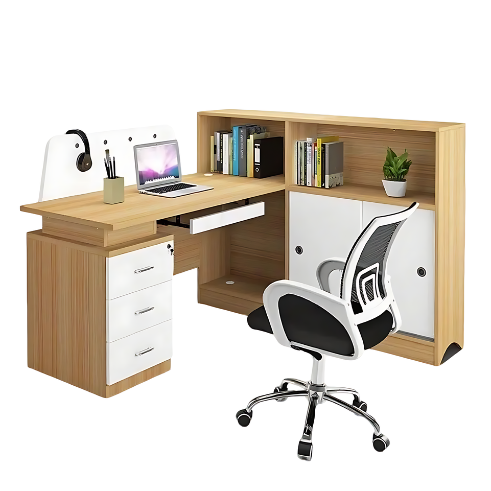 Modern Office Desk and Chair Set for Six with Partition Dividers BGZ-013