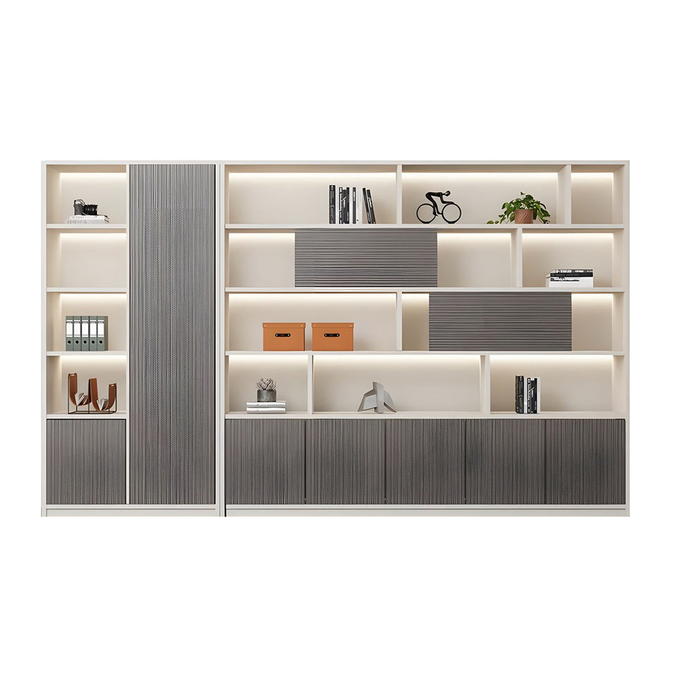 Contemporary Executive Spacious Wooden Office File Cabinet with Hidden Storage and Press-to-Open Doors WJG-2179