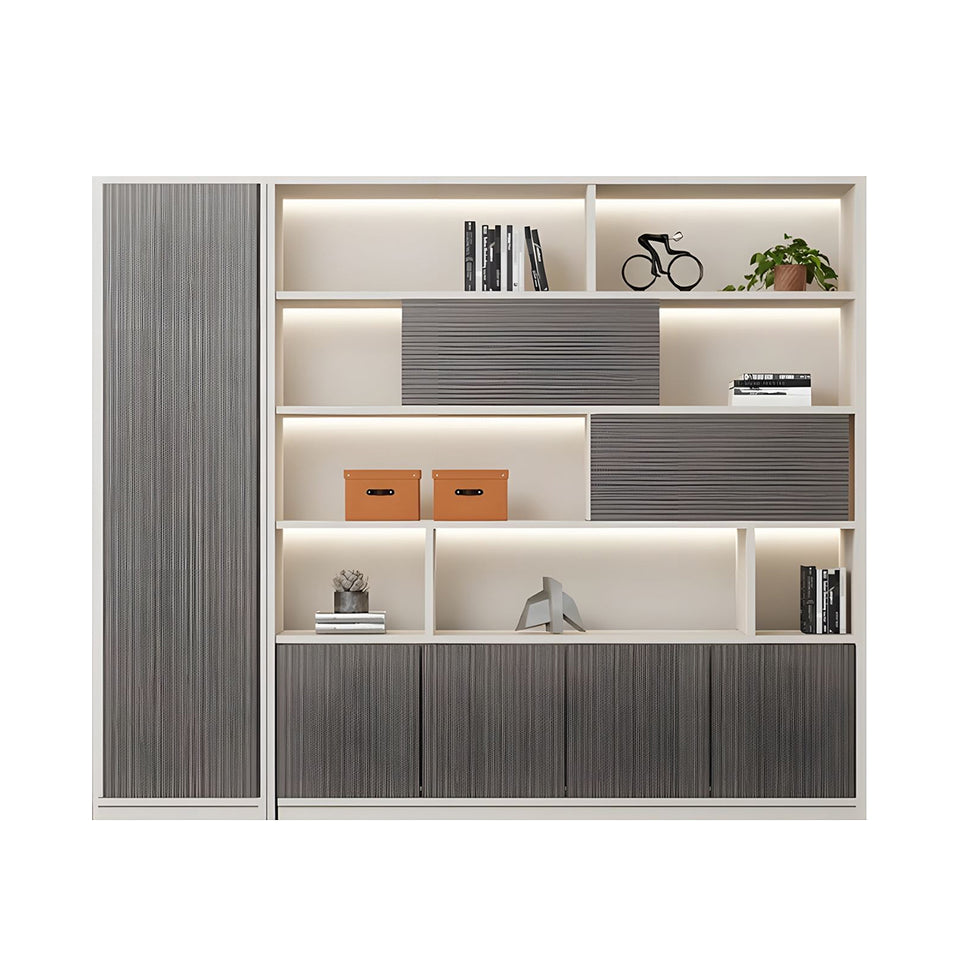 Contemporary Executive Spacious Wooden Office File Cabinet with Hidden Storage and Press-to-Open Doors WJG-2179