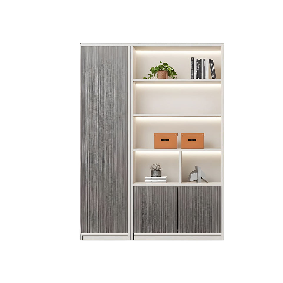 Contemporary Executive Spacious Wooden Office File Cabinet with Hidden Storage and Press-to-Open Doors WJG-2179