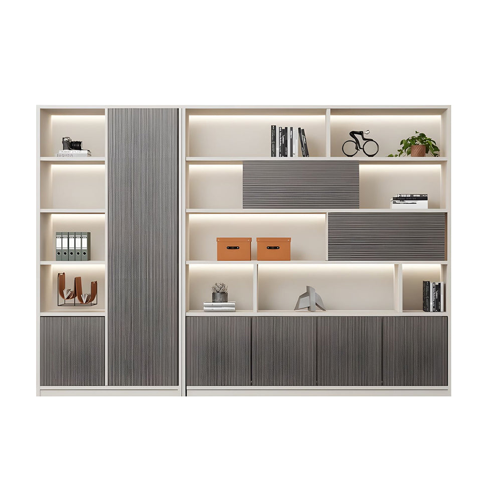 Contemporary Executive Spacious Wooden Office File Cabinet with Hidden Storage and Press-to-Open Doors WJG-2179