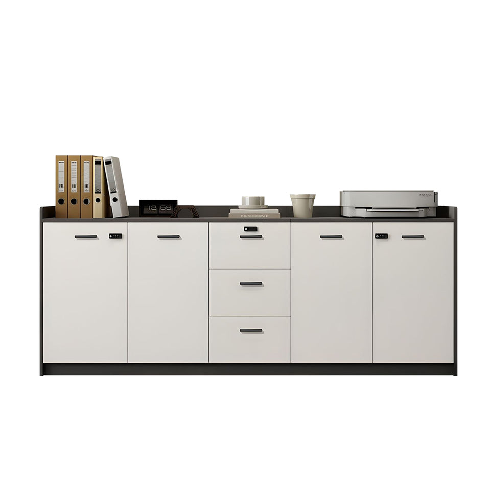 Contemporary Floor-Standing Office File Cabinet with Lockable Storage, Adjustable Shelves, and Spacious Drawers CWG-2176