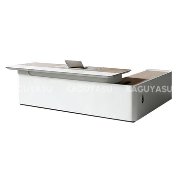 L-Shaped Executive Desk with Cable Management, Dual-Tone & LED Lighting for Home Office(In Stock)