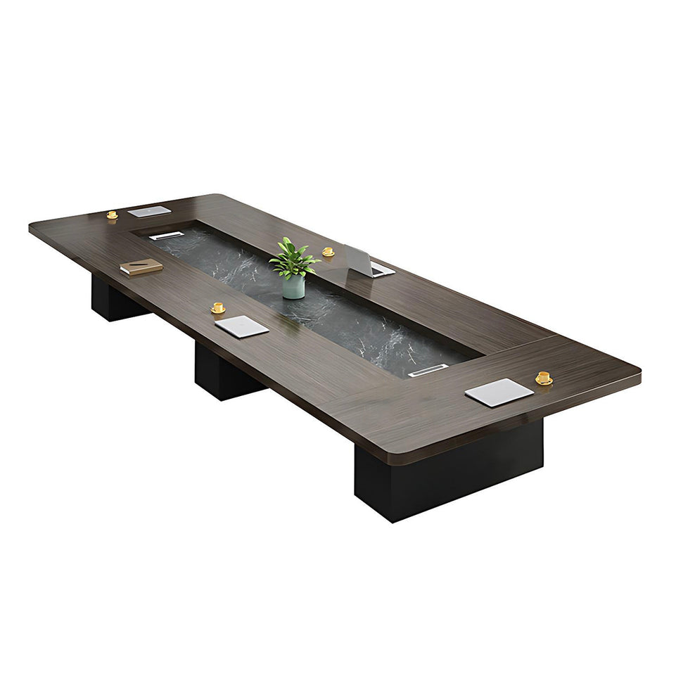 Modern Elegant Eco-Friendly Conference Table with Cable Management and Storage for Offices & Meetings HYZ-2111