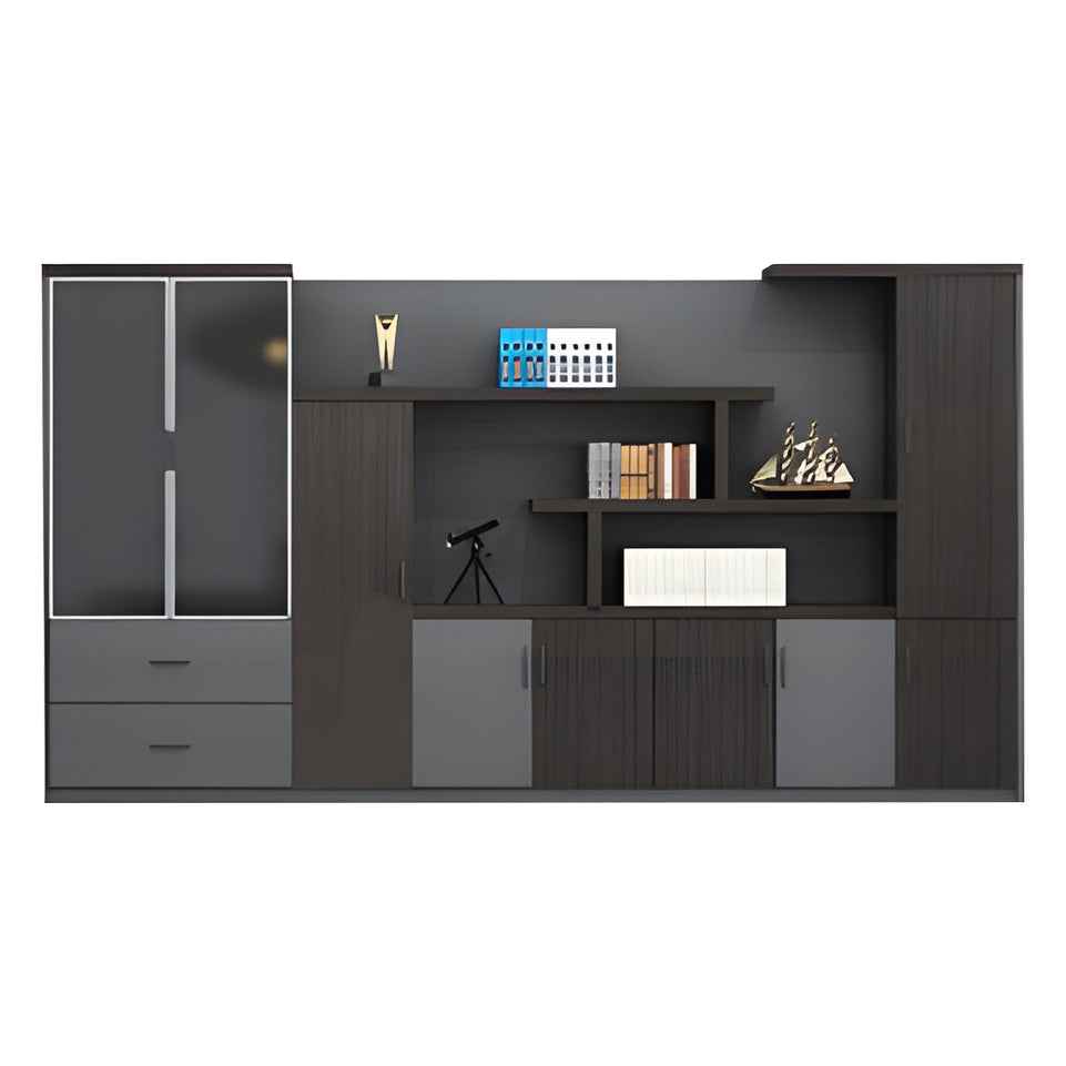 Substantial Executive Desk Walnut Color Modern Supervisor Manager Desk with Side Cabinet Dial Lock Customizable LBZ-1076