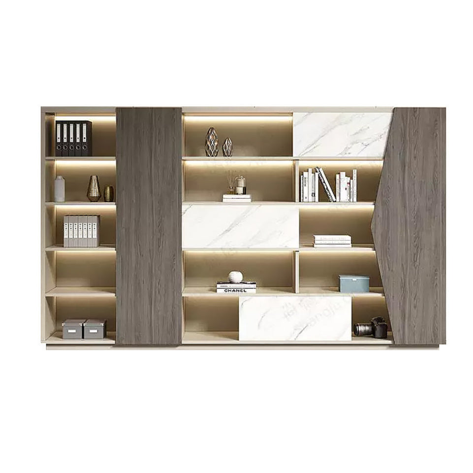 Modern Wooden L-shaped Calm Executive Desk with Drawers and Credenza LBZ-K066