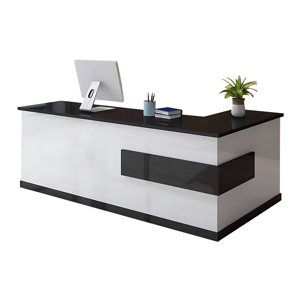 L-shaped Modern Reception Desk with a Drawer and a Keyboard Tray JDT-069