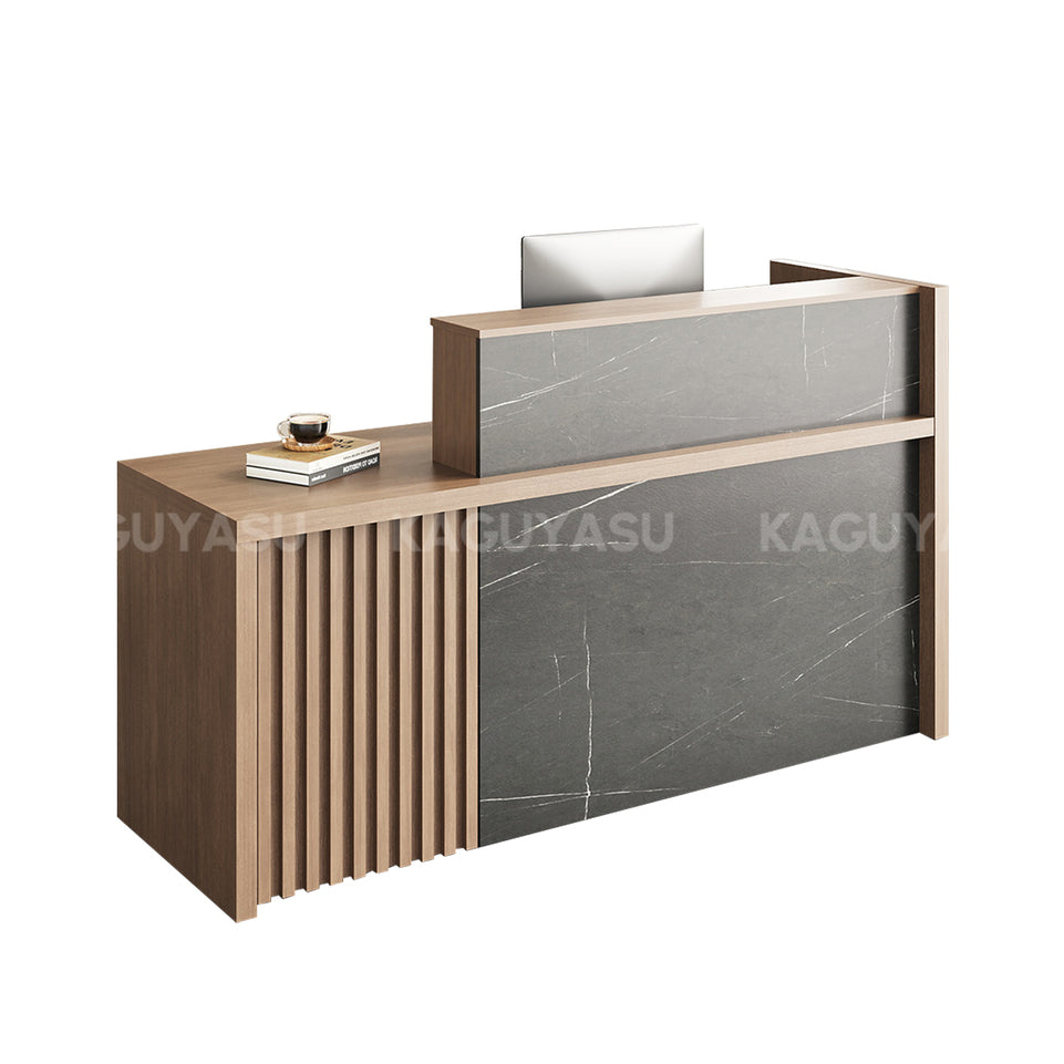 Stylish Reception Desk with Dual-Tier Surface and Secure Storage for Office, Salons and Retail Stores MBS-JDT-3001