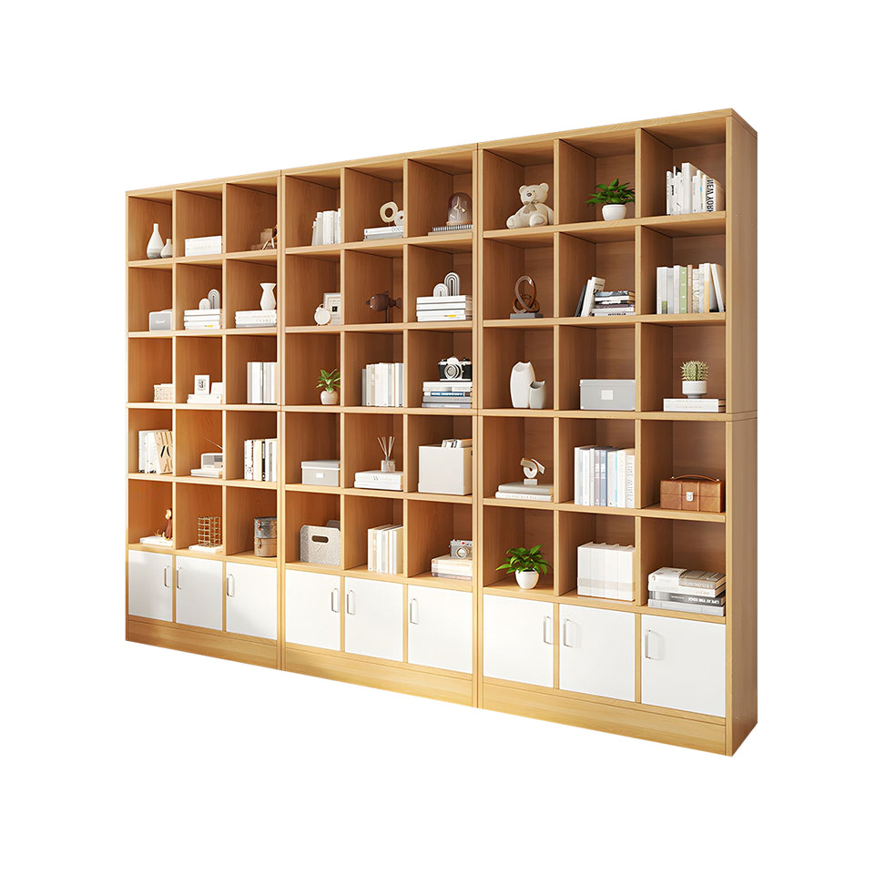 Spacious Floor-to-Ceiling Wooden Bookcase – Multi-Layer Dustproof Storage Cabinet for Home with Deep Shelves CWG-2178