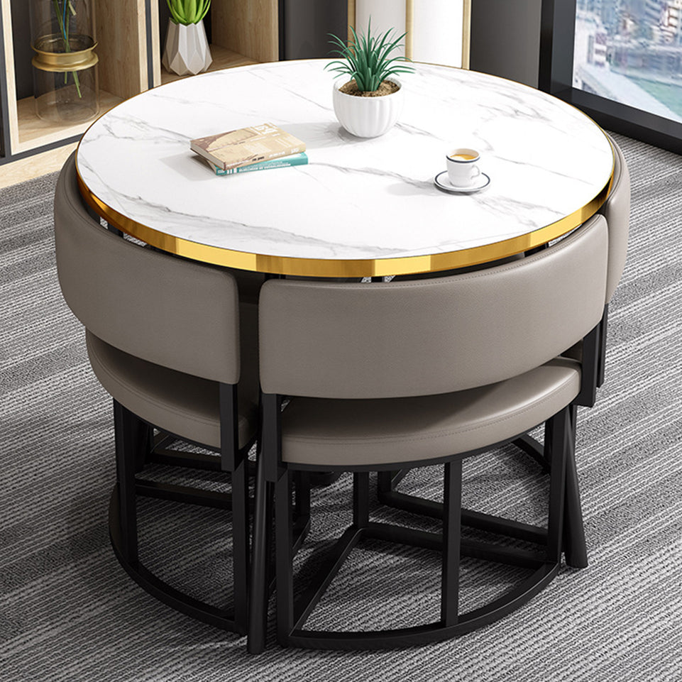 Modern Office Reception Round Table with 4 Backrest Chairs JDZH-2019