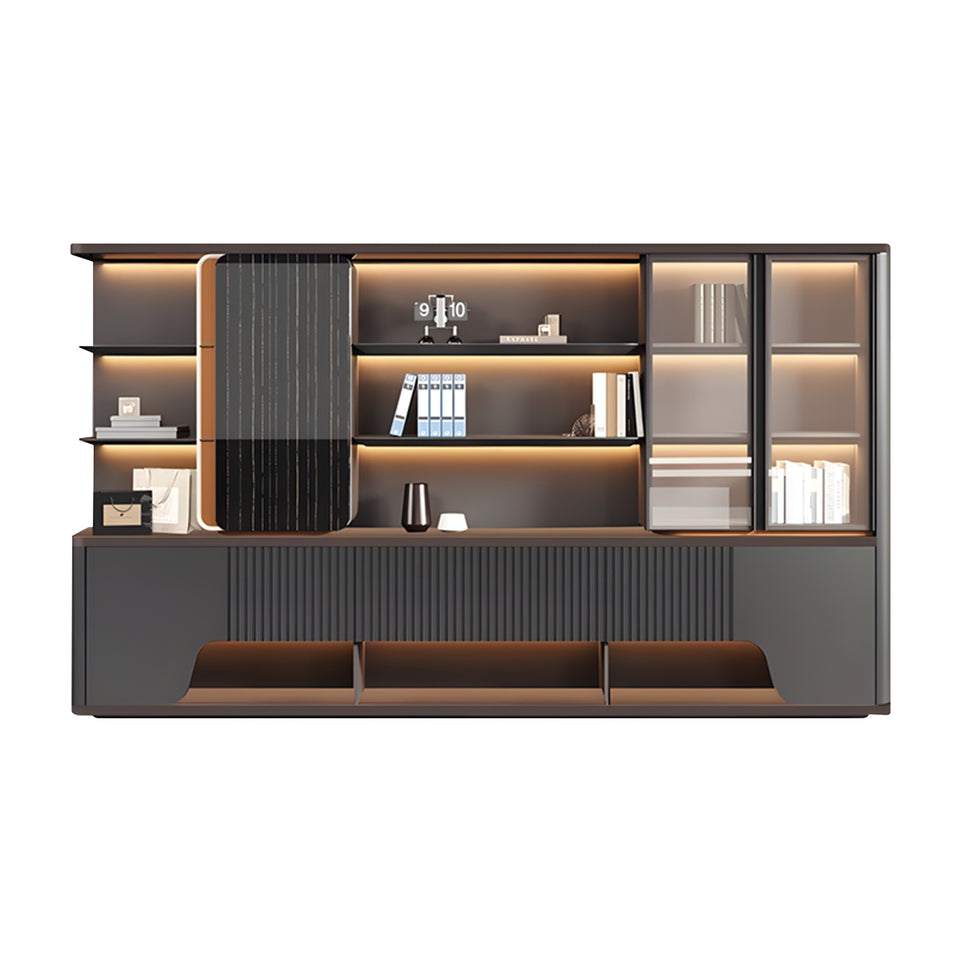 Modern Executive Desk 79-126 in Wide with Side Storage, Lockable & File Drawers