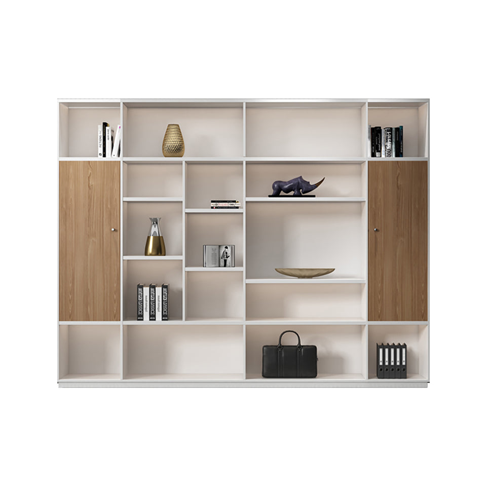 Color-Blocked L-Shaped Executive Desk with Combination Lock and Cabinet for Office LBZ-1027