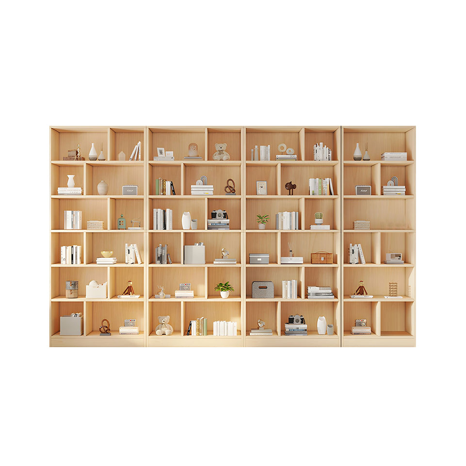 Spacious Floor-to-Ceiling Solid Wood Bookcase with Adjustable Shelves, Eco-Friendly Wood Cabinet for Home or Office CWG-2177