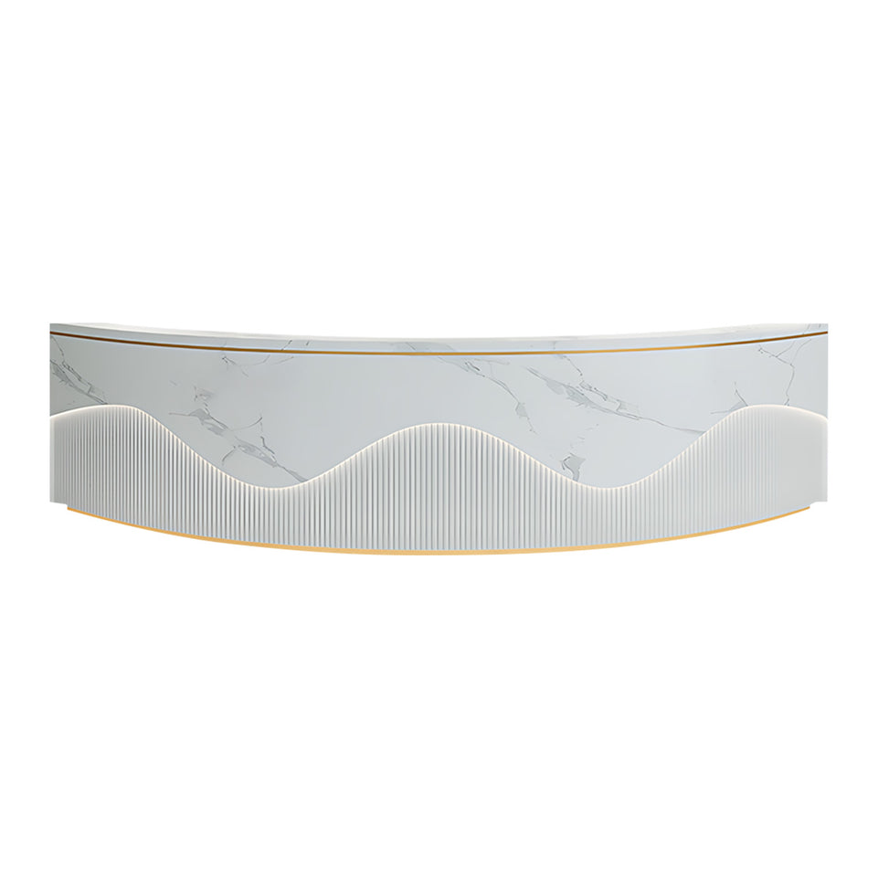 Curved Reception Counter with Keyboard Tray and Multiple Drawers for Salon and Clothing Store JDT-078