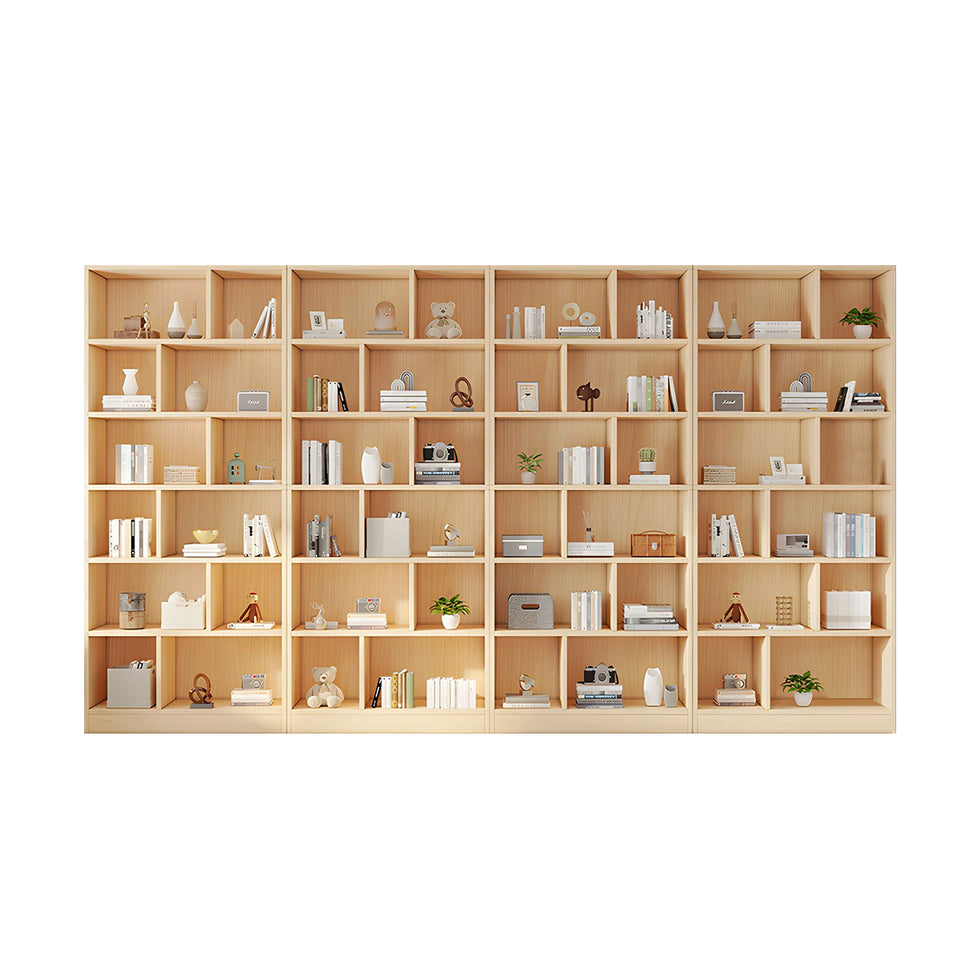 Spacious Floor-to-Ceiling Solid Wood Bookcase with Adjustable Shelves, Eco-Friendly Wood Cabinet for Home or Office CWG-2177