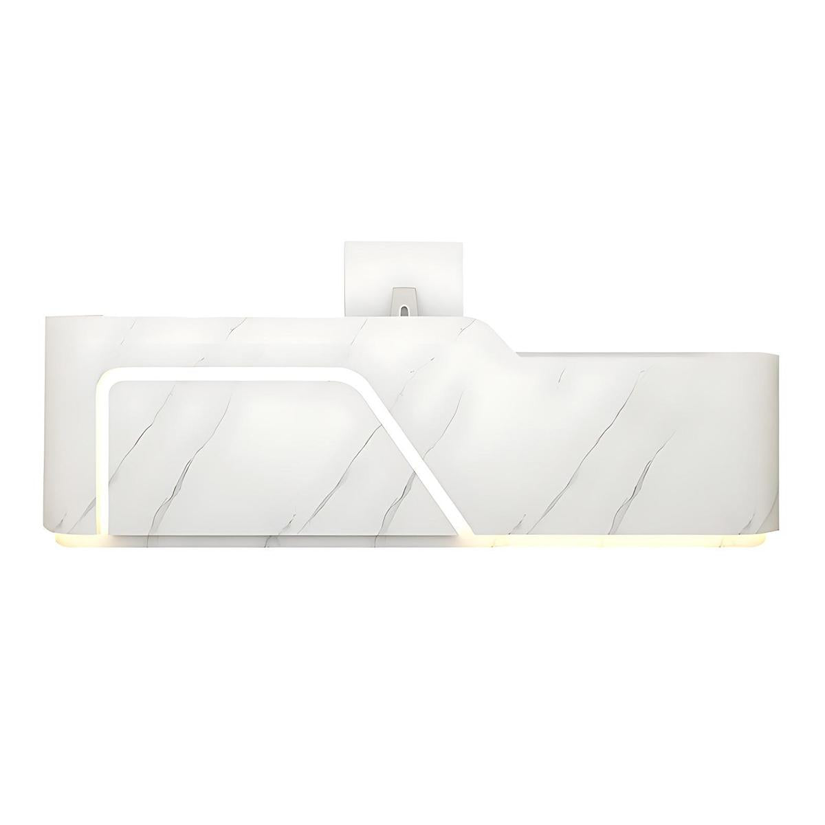 Corner Arc-Edge Straight Minimalist Reception Desk With Keyboard Tray, Cabinets, And Drawers For Hotels JDT-1074