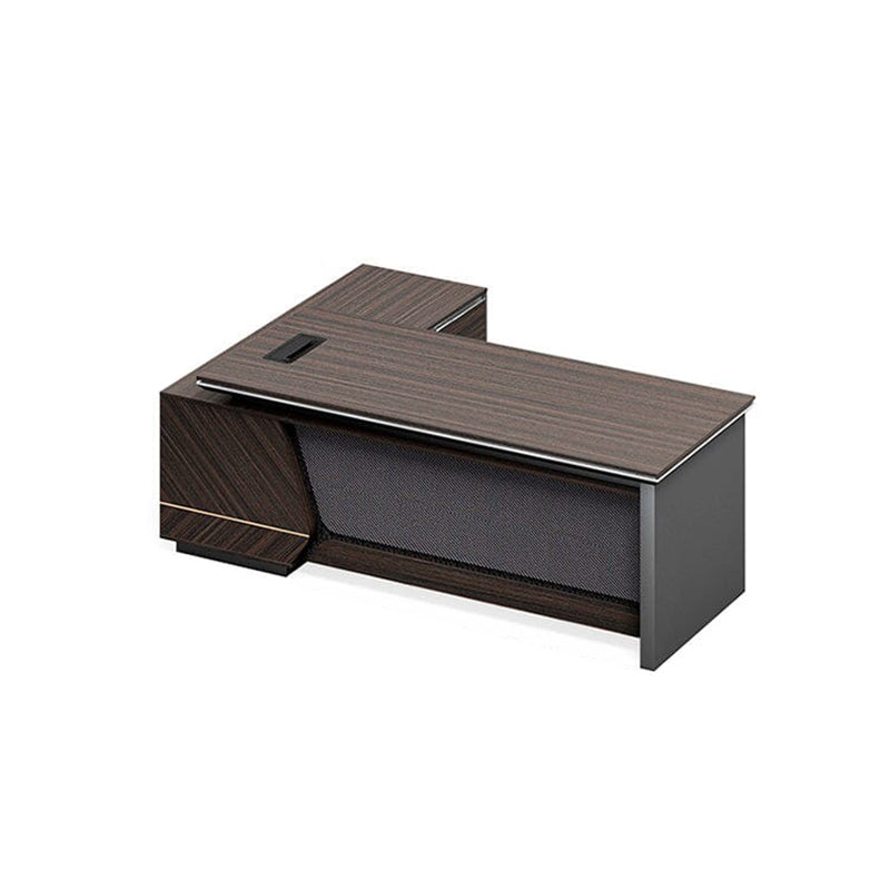 Luxury Walnut Color Executive Desk with Dial Lock Desk with Side Cabinet Customizable LBZ-1090