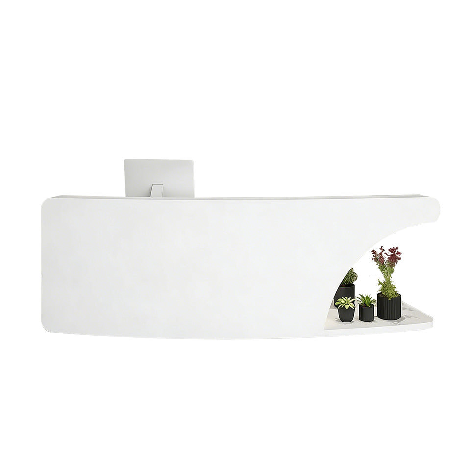 Unique-Shaped Stainless Steel Front Desk with 2 Cabinets for Clothing Stores and Barber Shops JDT-10161