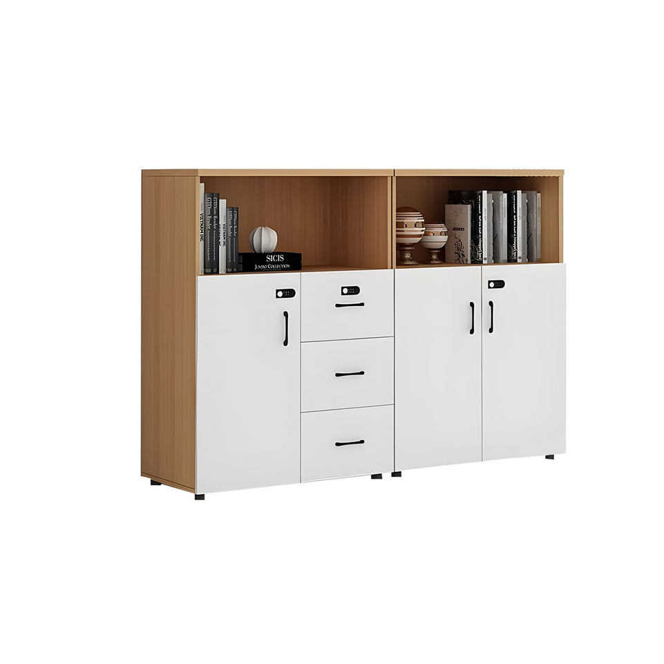 Stylish Multifunctional Office Storage Cabinet with Lockable Drawers for Workspace Organization, Printer Station, and Document Filing CWG-2167