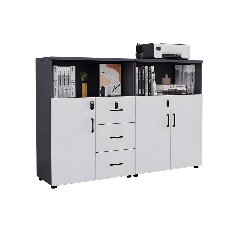 Stylish Lockable Wooden File Cabinet with Multi-Compartment Storage for Workspace CWG-2164