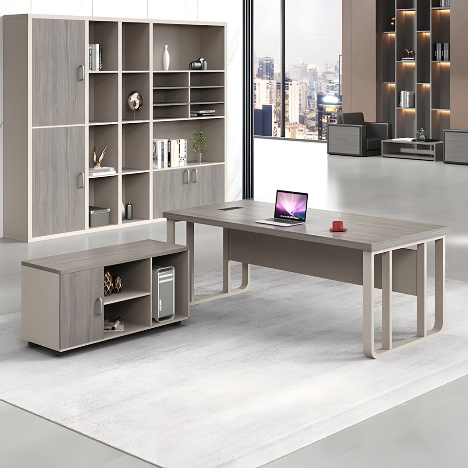 Executive Desk For Work Office Desk With side cabinet For PC With Vent Curtain Board with Wiring BOX LBZ-1073