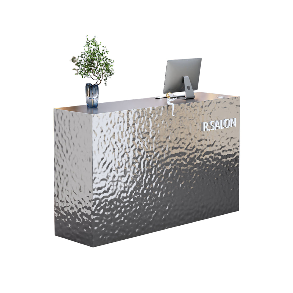 Innovative Reception Desk With Stainless Steel Design, Spacious Counter For Retail And Salon Use JDT-2008