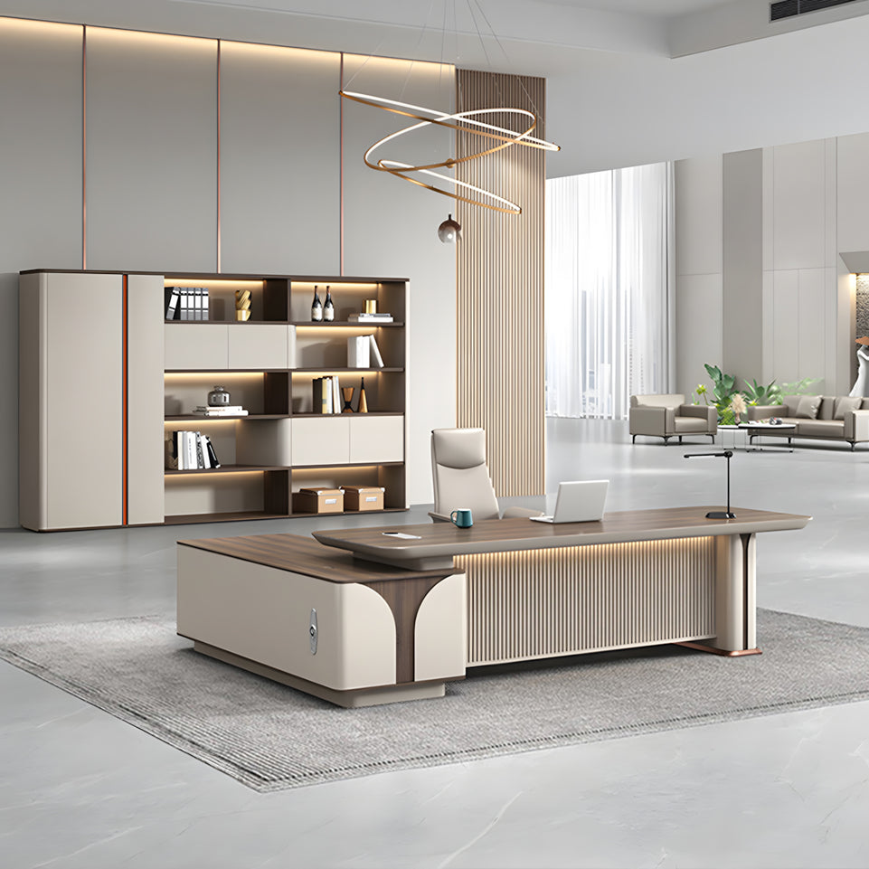 Modern L-Shaped Executive Office Desk with Storage Drawers for Corporate Office LBZ-2307
