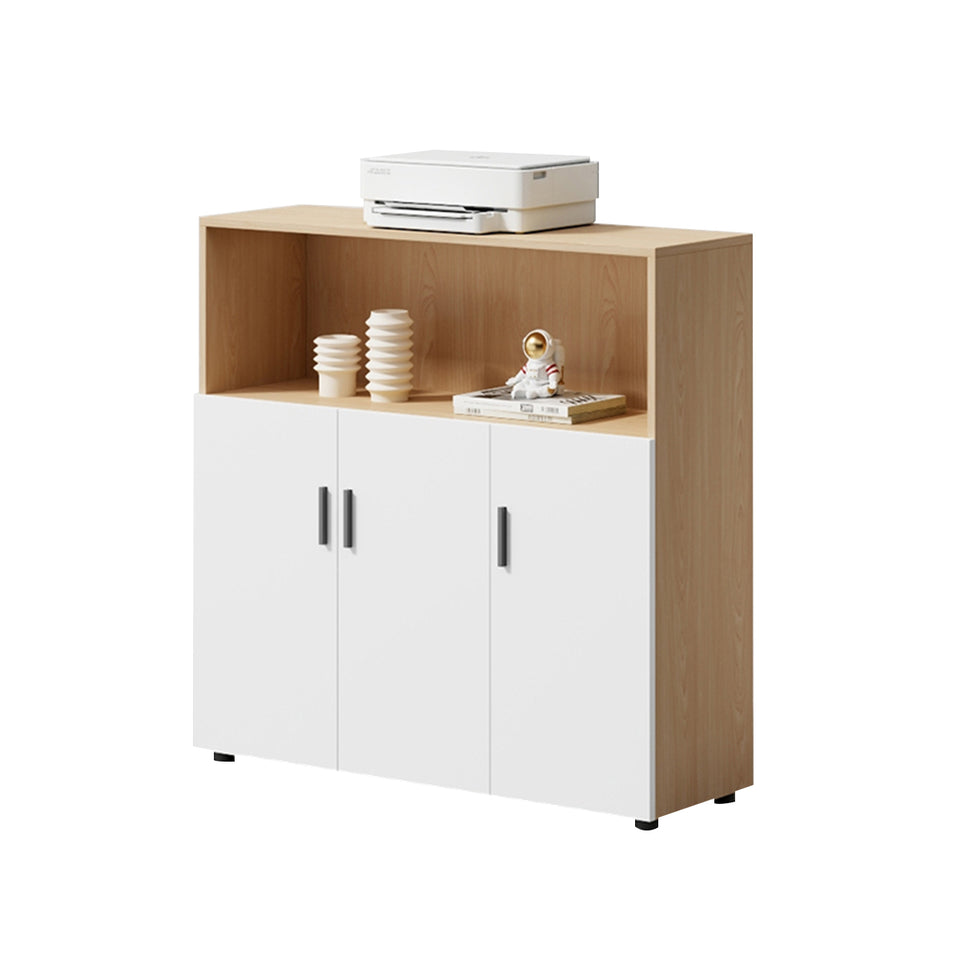Modern Office Cabinet with Ample Storage, Wooden Floor-Standing Cabinet, Partitioned Storage, Quiet Hinges, and Sleek Aluminum Handles CWG-2174