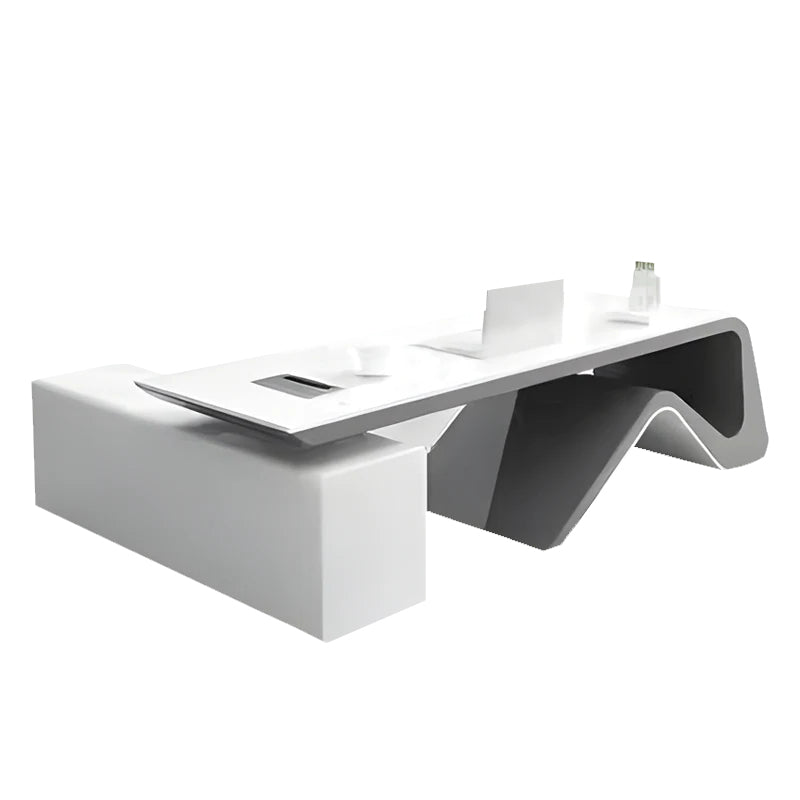 Computer Desk Executive Desk Ⅼ-Shaped Modern Writing Table With Side Cabinet Stylish White Customizable LBZ-1064