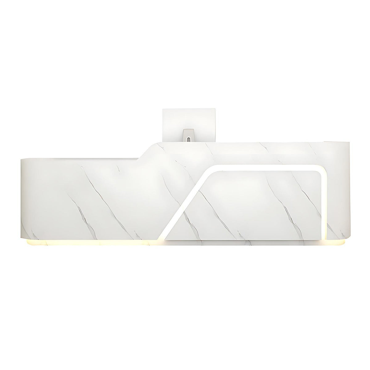 Corner Arc-Edge Straight Minimalist Reception Desk With Keyboard Tray, Cabinets, And Drawers For Hotels JDT-1074