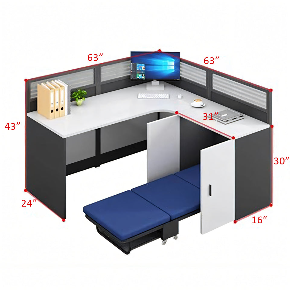 Versatile Workstation with Foldable Napping Bed – Modern Office Desk and Chair Combo BGZ-K001