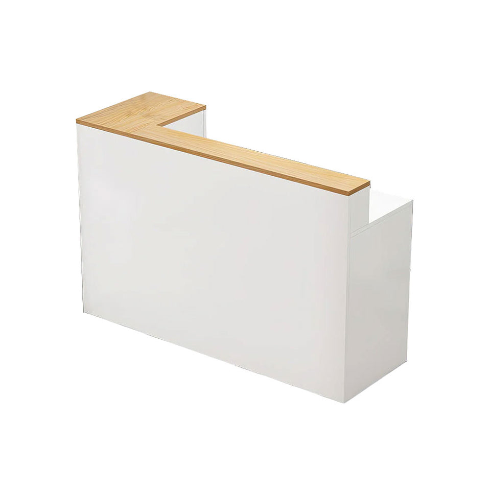 L-Shaped Corner Straight Compact Reception Desk with Keyboard Tray and Drawer for Stores and Salons JDT-1048