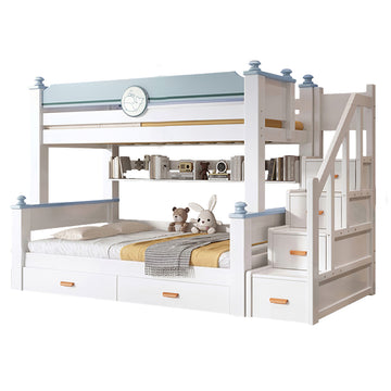 Bunk Bed Frame with Bunk, Curved & Solid Wood for Bedroom