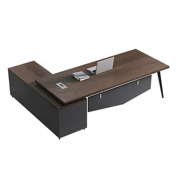 Modern Executive Desk 51-75 in Wide with Cable Management, Lumbar Support & Privacy Panel