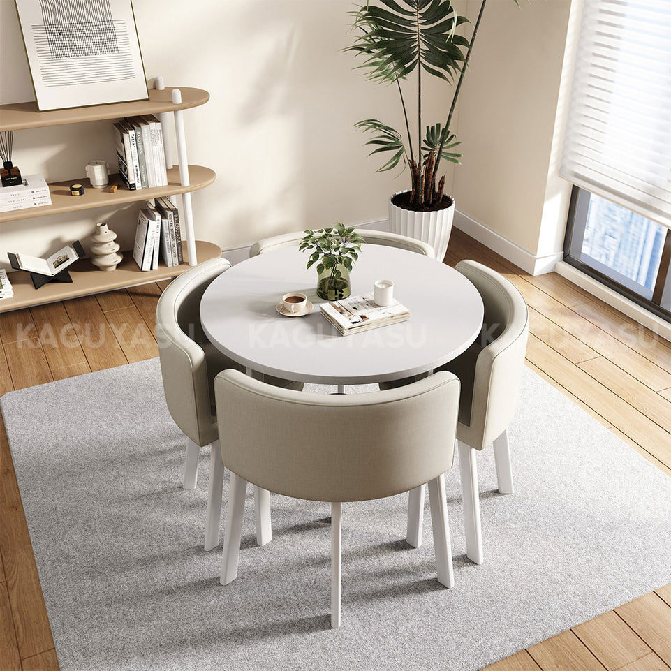 Compact Round Reception Table Set for 4 People with Durable Structure, High-density Foam Seating, Ergonomic Backrest for Office Spaces(In Stock)