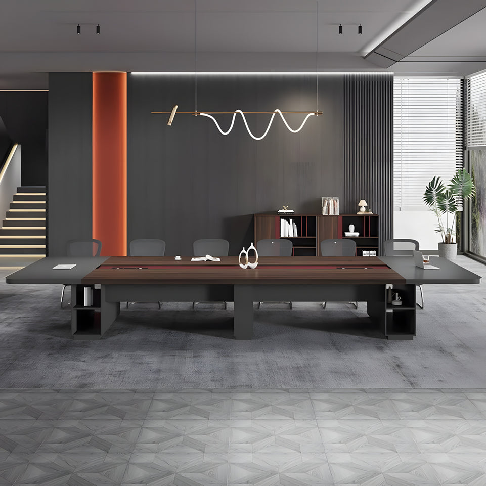 Office Desk Premium Rectangular Conference Meeting Table for Office with Wiring Holes Sturdy Sealed Edge HYZ-1030