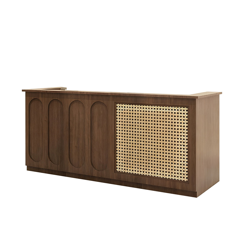 Rattan Reception Desk with Drawers Storage Eco-Friendly High-End Design JDT-2301