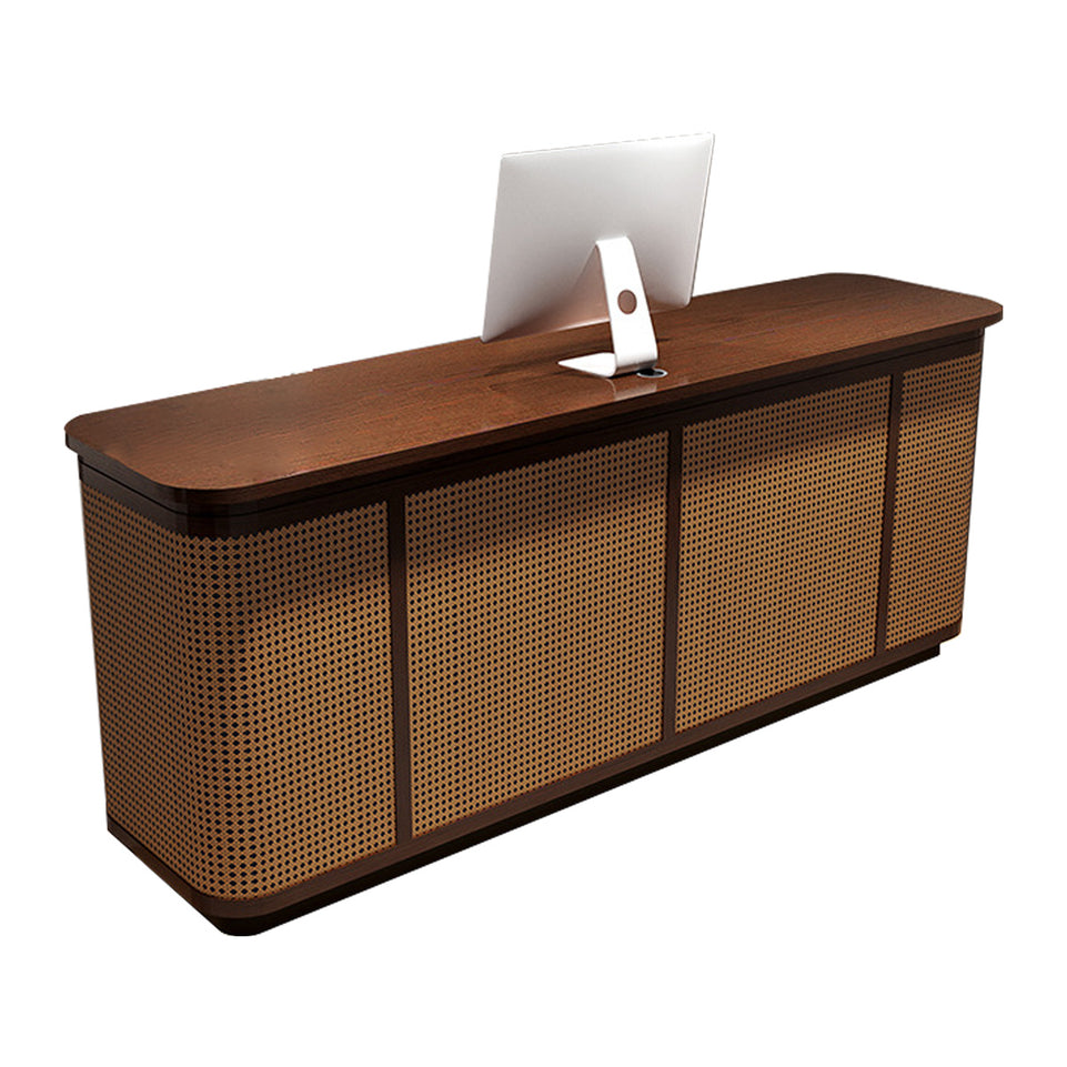 Rattan Reception Desk with Multi-Drawer and Keyboard Tray for Inns and Salons JDT-108